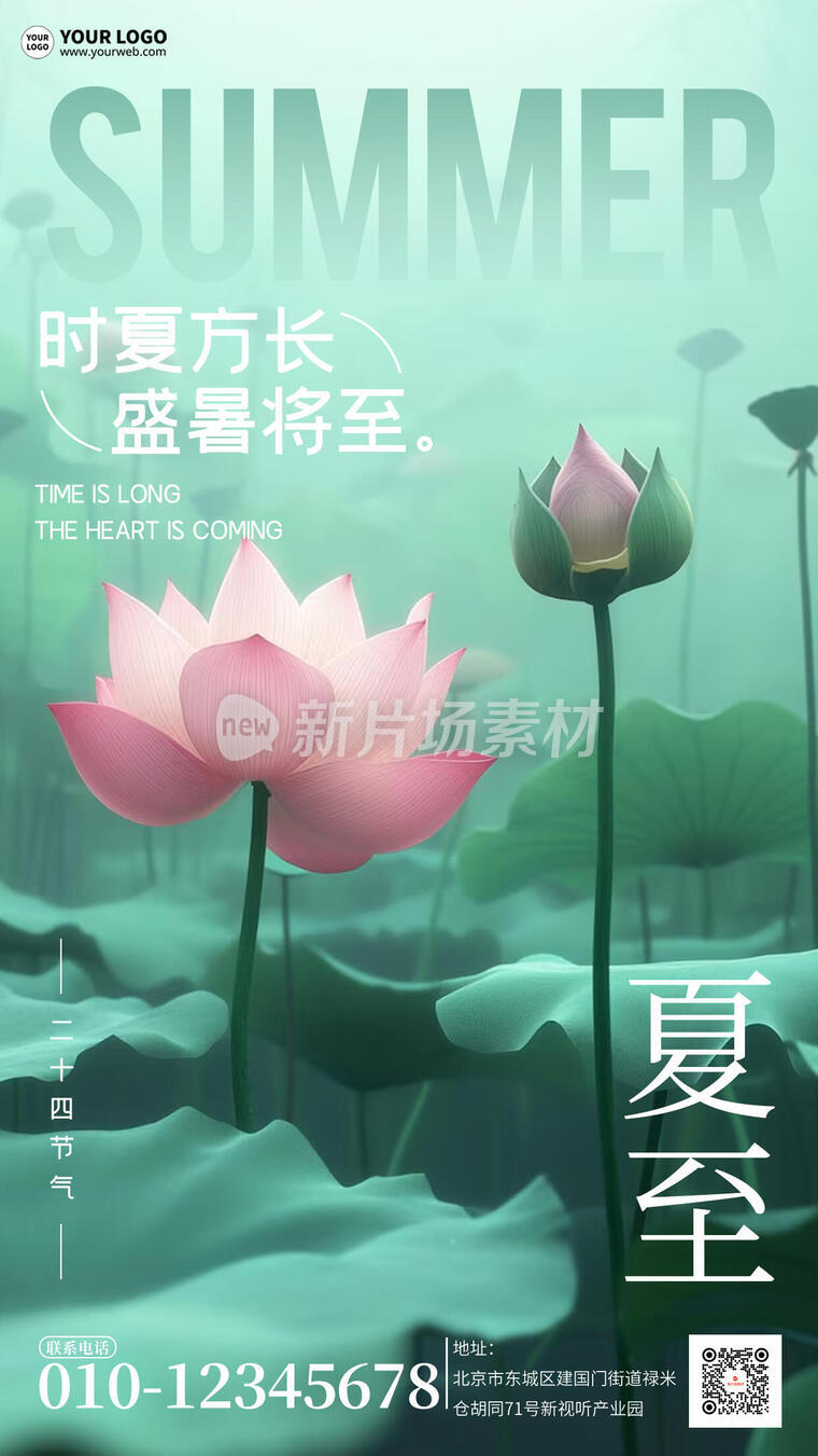二十四节气夏至唯美简约宣传海报