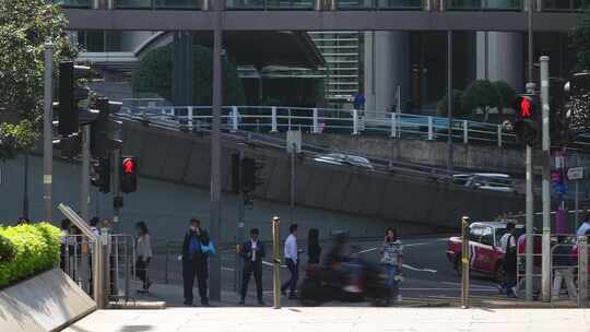 香港中环过马路行人视频素材模板下载