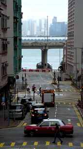 香港城市街头交通道路车流街景