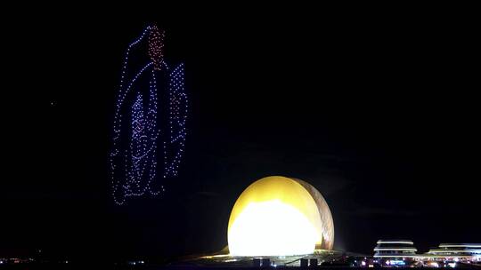 十月一国庆珠海日月贝前上映无人机灯秀