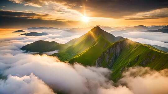 高山云海日出全景