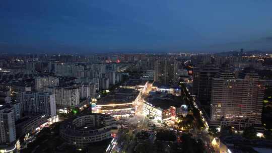 浙江台州城市夜幕降临夜景灯光航拍