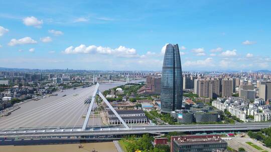 宁波江北区老外滩外滩大桥4K航拍