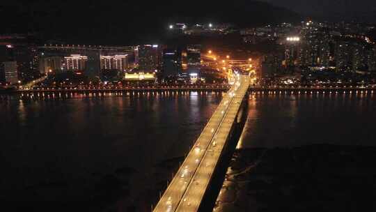 福建省福州三江口大桥闽江夜景航拍