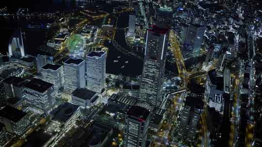 日本横滨夜景航拍