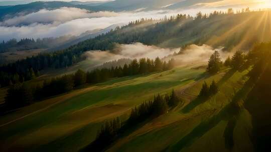 山林森林山川山脉云雾风景