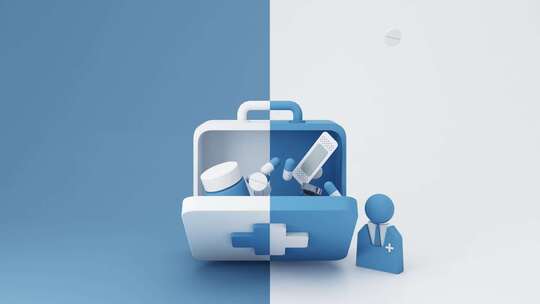 医疗药品和医疗箱子的动画视频素材模板下载