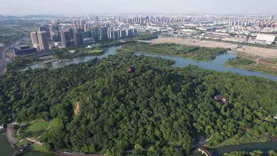 浙江绍兴镜湖国家城市湿地公园航拍视频素材模板下载