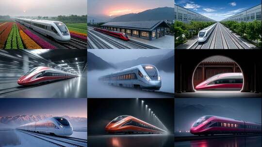和谐复兴中国速度时代列车飞驰神州大地高清在线视频素材下载