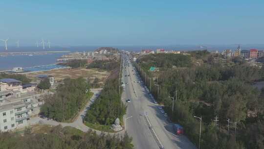 沿海公路及周边风景航拍全景