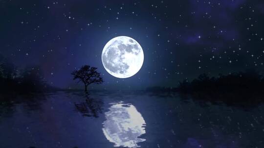 浪漫的月亮在天空月色唯美舞台舞美背景大屏