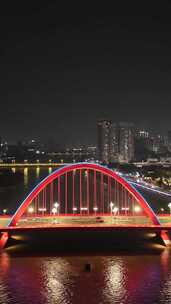 四川德阳夜景德阳彩虹桥夜景竖版航拍