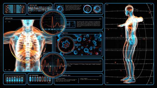 人体蓝色科技HUD屏幕节目医疗大数据智能