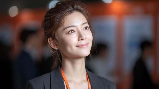 职场女性自信微笑展望未来