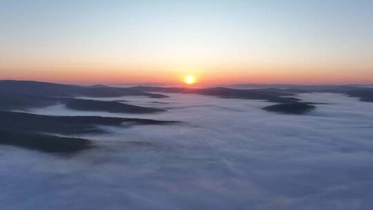 航拍黎明山川云海日出