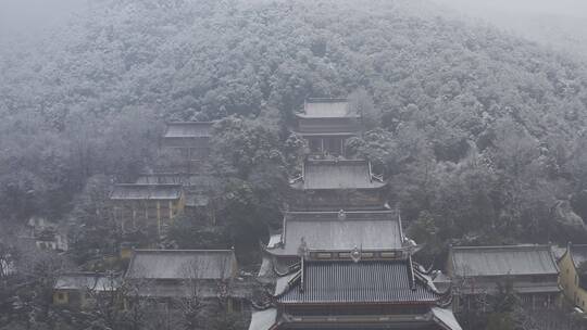 杭州灵隐雪下雪航拍