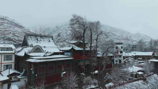 阿坝州松潘古城雪景素材