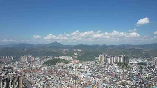 贵州凯里城市大景蓝天白云航拍视频素材模板下载
