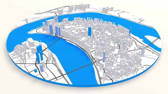 3d模型重庆地图背景循环。围绕中国城市空