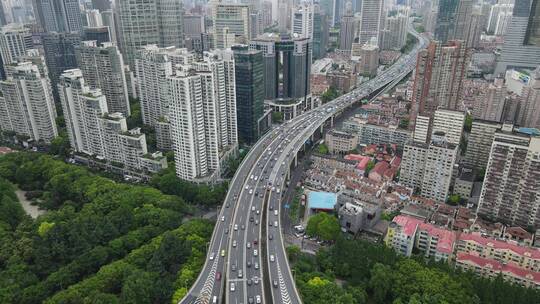 上海延安高架桥最新航拍原素材