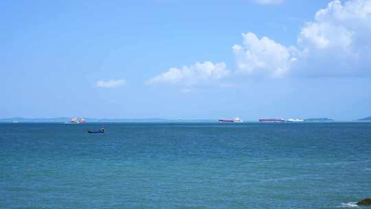 唯美大海延时海边蓝天白云风景碧海蓝天风光