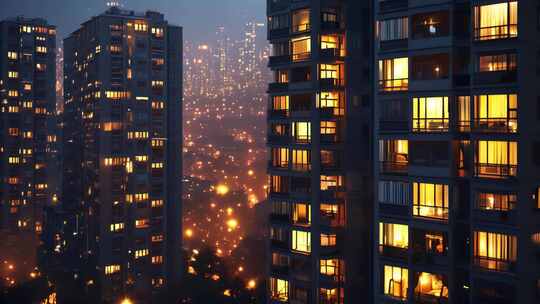 城市高层住宅夜景