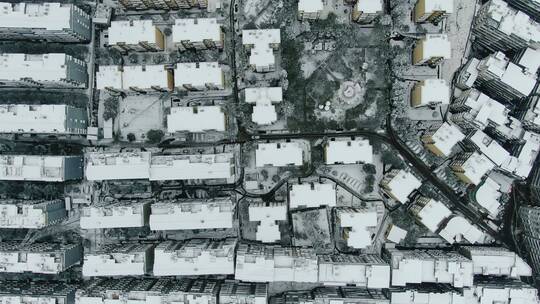 城市冬天雪景4K航拍