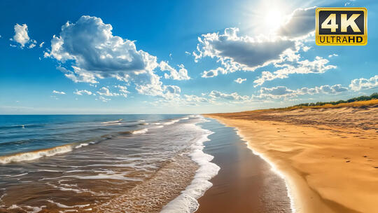 海浪浪花拍打扑向海岸岸边逆光特写