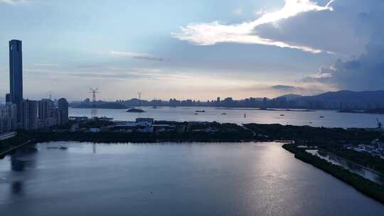 合集福建厦门海边夕阳晚霞航拍