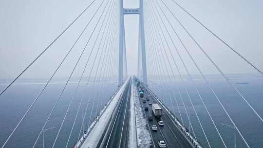 湖南岳阳许广高速荆岳高架桥冰灾堵车