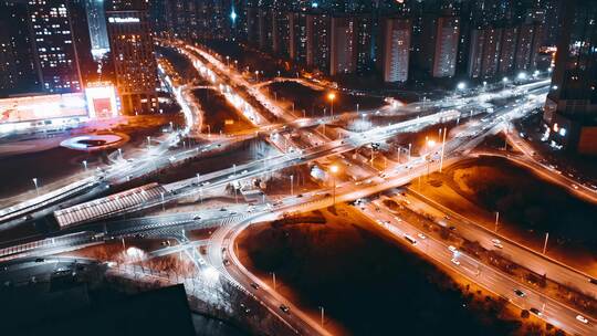 沈阳夜景航拍黑金色