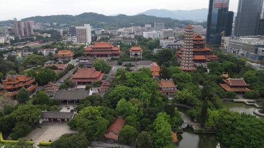 福建福州西禅古寺历史文化古建筑航拍