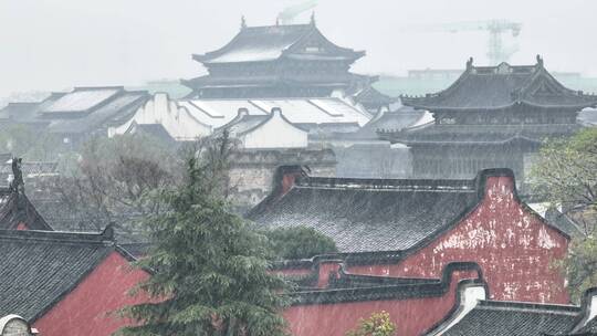 古镇雪景钱塘江盐官浙江