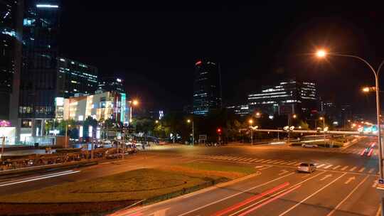 北京城市灯光夜景车流交通