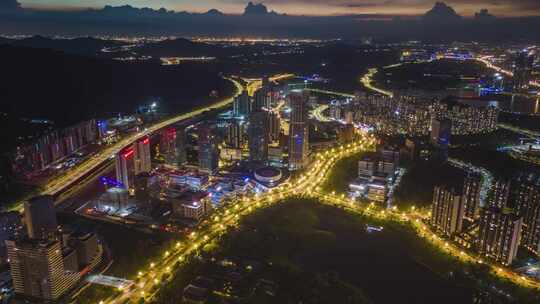 广州黄埔中新知识城日落夜景延时