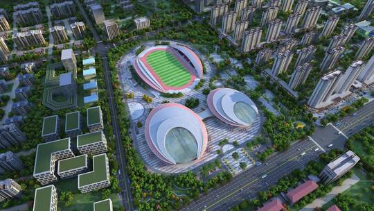 大型体育馆三维动画效果视频