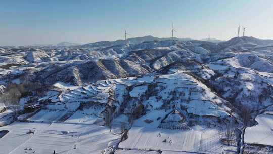 河南豫西丘陵山区雪后航拍