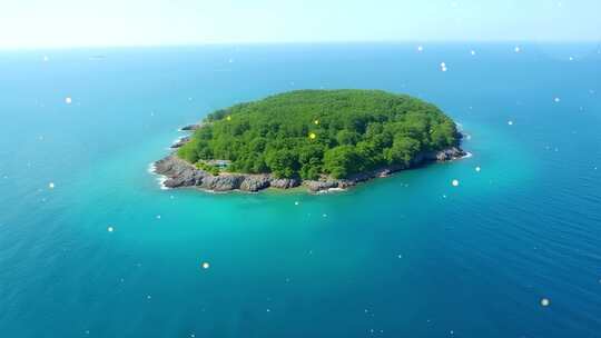 4k绿色海岛蓝色海域风光led舞台背景