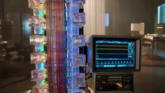 科技感实验设备及显示屏画面