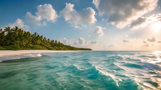 热带海滩蓝天白云海景