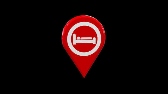 酒店3D地图位置Pin Red视频素材模板下载