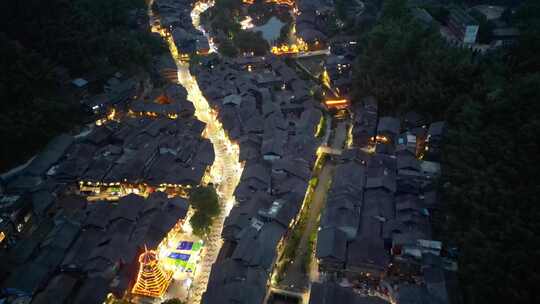 贵州肇兴侗寨夜景航拍