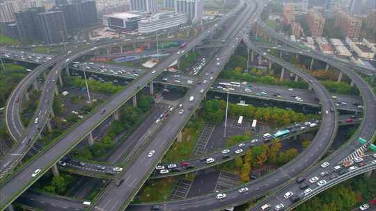 杭州上城区石德立交桥车流延时视频素材模板下载