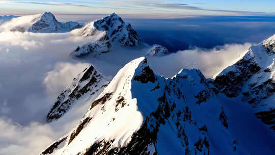 雪山云海高空俯瞰美景