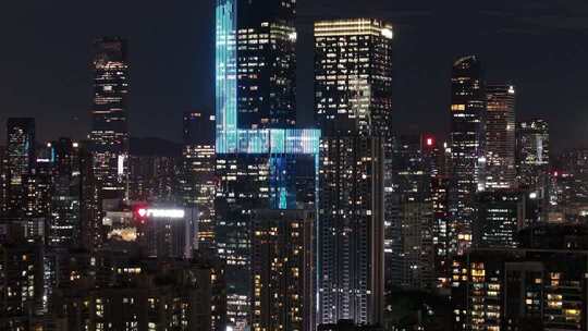 城市写字楼加班夜景航拍
