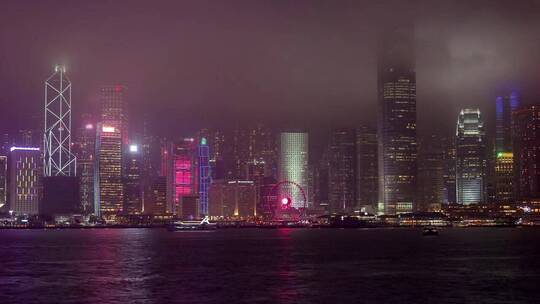 香港夜景中的摩天大楼景观