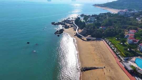 东海大海海边海水海浪沙滩海滩航拍风景唯美