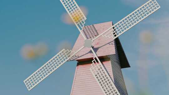风车玩具与风车建筑视频素材模板下载