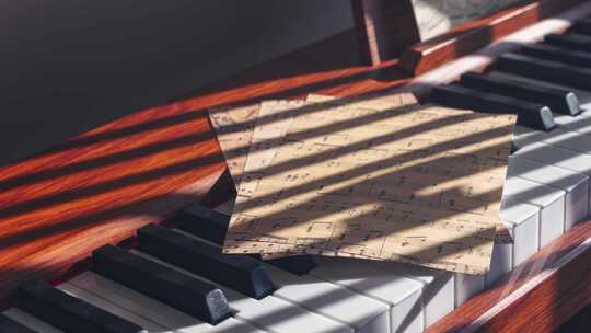 唯美钢琴黑白键光影视频素材模板下载