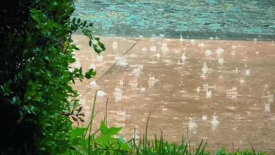 雨落雨滴落地特写情绪自愈意境雨中泡泡下雨